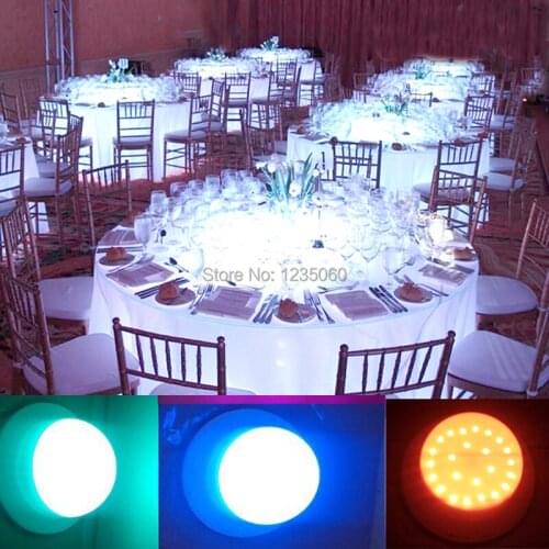 DHL Free Shipping RF Remote Controlled Multicolors RGB LED Under Table Light For Wedding Party Event Rechargeable Table LIghting