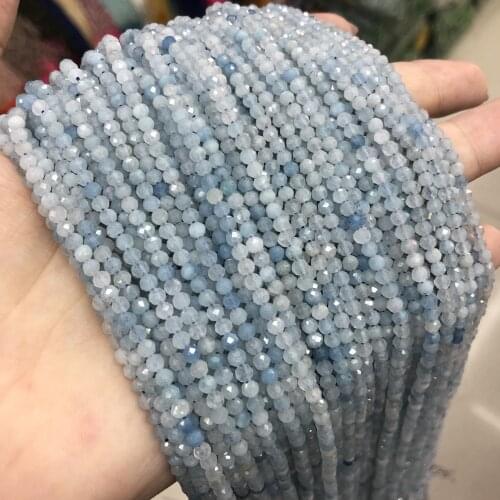Natural Stone Beads Aquamarines Loose Beads Fit Jewelry making DIY Necklace Bracelet Earrings Fashion Accessories Size 3/4mm