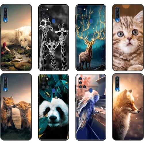 Black tpu Case For Samsung Galaxy A50 50S A30S A10 A11 A21S A31 A41 A51 A71 M21 M30S S10 LITE Cover funy Animal cartoon Coque