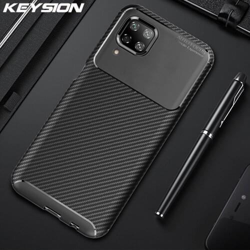 KEYSION Phone Case for Huawei P40 Lite Carbon Fiber Texture Shockproof Protection back Cover For Huawei nova 7i for nove 6 se