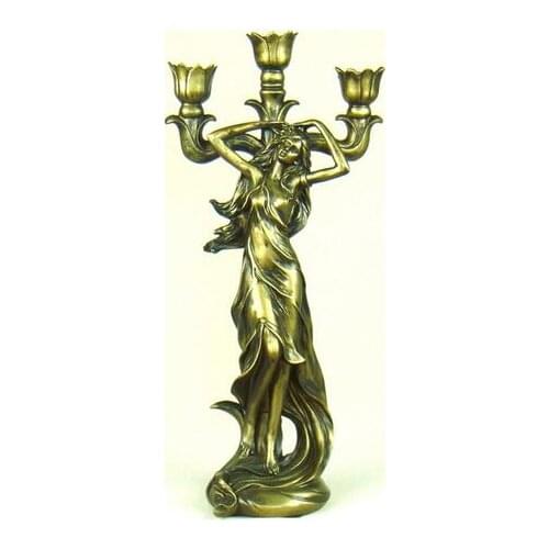 Classical Lady Sculpture Candelabra Decorative Polyresin Vintage Candle Holder Dinning Table Art and Craft Ornament Accessories