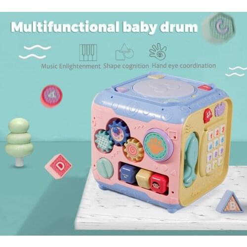 Baby Fun Six-sided Wisdom, Fun, Square Body, Puzzle, Multi-function Box, Telephone Lamp, Drum To Bead Toy Drum, Birthday Present