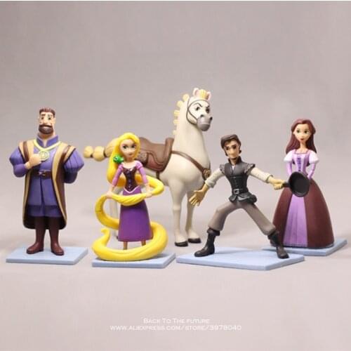 Disney Rapunzel Princess Cartoon 5pcs/set 9-11cm mini doll Action Figure Anime Mini Collection Figurine Toy model for children