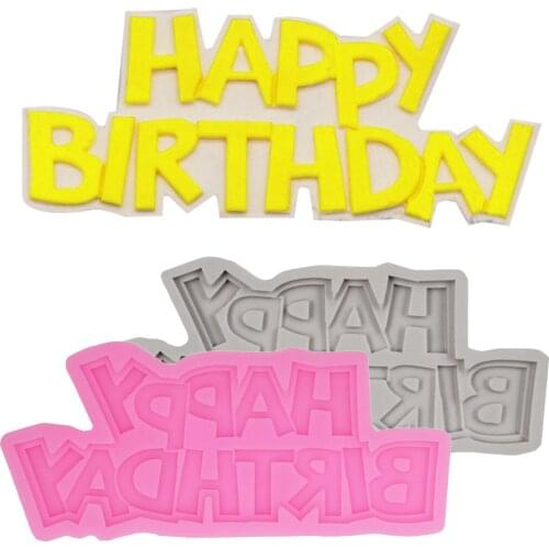 Food Grade Silicone Mold Happy Birthday for Chocolate Tools Baking Tool