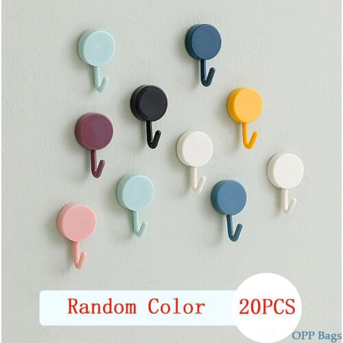 10Pcs/Pack Sticky Hook Free Punch Strong Paste Nordic Style Simple Little Hook For Kitchen Bathroom Living Room Wall Hook