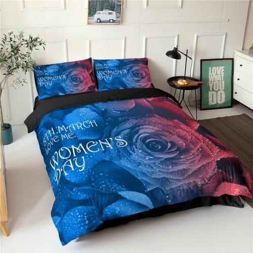 ZEIMON Rose Flower Bedding Sets 2/3Pcs King Queen Size Beautiful Woman Duvet Cover Set Print Comforter Cover Funda de edredón