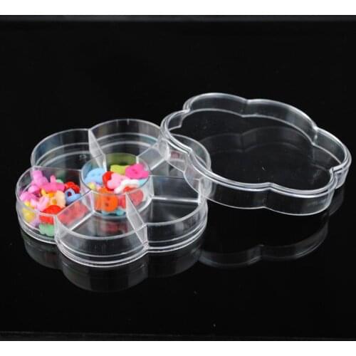 1pcs Flower Shape Tidy Box Bedrooms Organizer Storage Box,7 Grids Plastic Desktop Jewelry Cosmetic Solid Small Plastic Box Makeu