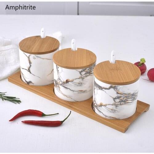 Marbled Ceramic Seasoning Set House Spice Box Oil And Shake Salt Creative Nordic Cooker Cooks Cereal Dispenser Supplies
