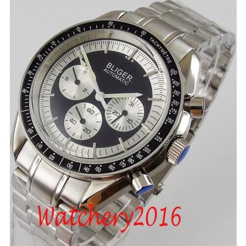 New Arrival 40mm Bliger Black Dial solid 316L stainless steel with black bezel Automatic movement mens watch