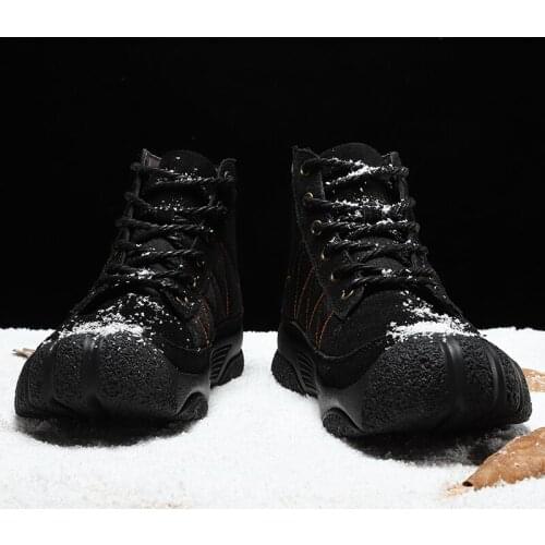 2020 new warm mens boots winter waterproof ankle boots desert boots outdoor plush work snow boots mens shoes large size 38-46