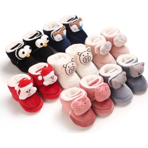 NEW Lovely Warm Design Baby Girls Boys Toddler First Walkers Baby Shoes Soft Cute Shoes Winter Non-Slip Baby Warm Shoes
