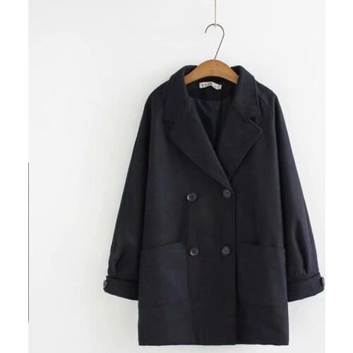 Plus Size Autumn Winter Womens Double-breasted Coat Long Slim Trench Outwear Oversized coats