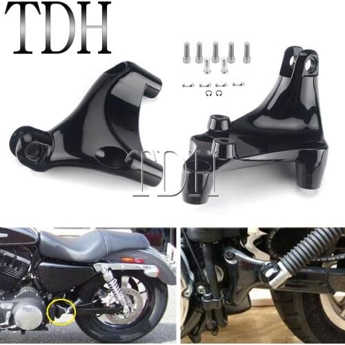 Pair Black Rear Passenger Foot Peg Mounting Bracket For Harley Sportster Iron XL 883 1200 Forty Eight Seventy Two 2014-Up 2021