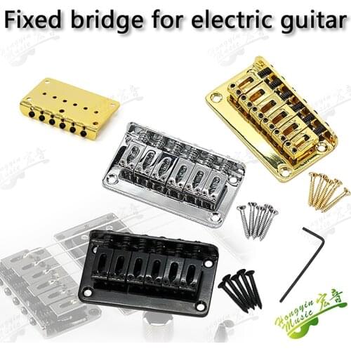 Electric guitar fixed bridge string plate through the 6 mode short guitar bridge bottom can wear string electric guitar accessor