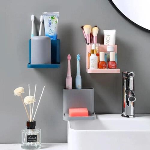 Toilet Rack Free Punching Bathroom Comb Storage Rack Wall-mounted Toothbrush Toothbrush Toothpaste Tube Storage Box