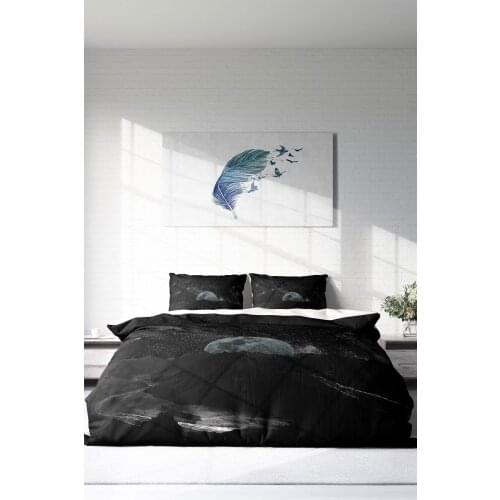 Dark Moon 3D Cotton Satin Nordic Simple Bedding Set Adult Duvet Cover Sets Bedclothes Bed Linen Sheet Single Double Queen King