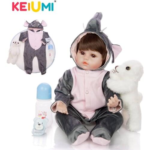 KEIUMI Cartoon Realistic Elephant Reborn Baby Boy Dolls 18 inch Soft Silicone Vinyl Boneca Reborn Fashion Childrens Day Gifts