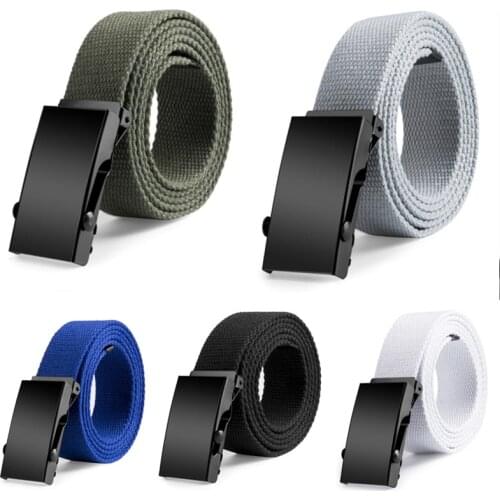 Mens Belts Outdoor Plain Canvas Military Web Belt Solid Black Metal Roller Luxury Buckle for Mens Womens Belts Designer Belt