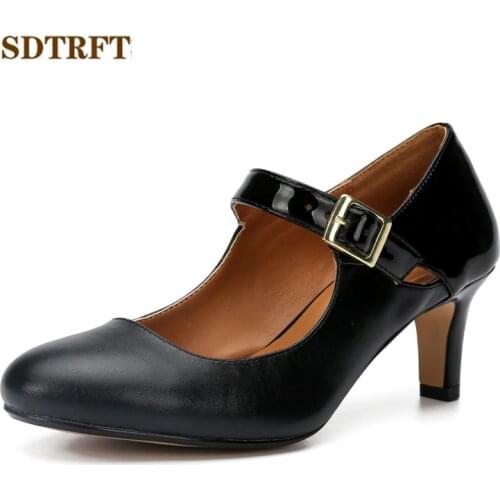 SDTRFT ladies OL work Stilettos 6cm Thin High-Heeled sexy Crossdresser Buckle casual pumps womens wedding shoes zapatos muje