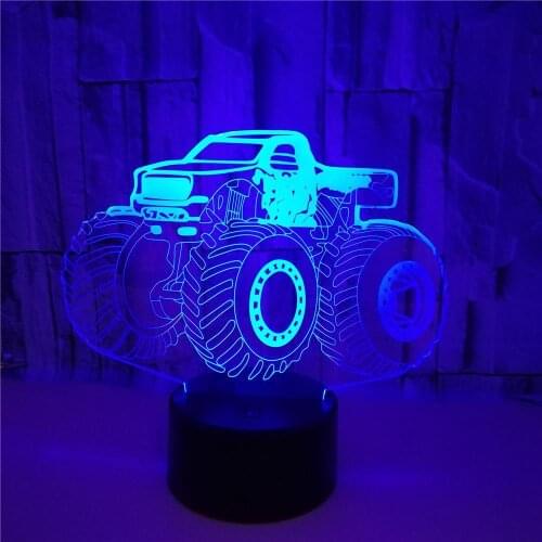 Tractor 3d Night Light Crack Colorful Touch Remote Control Gift Usb Night Lamp Home Atmosphere 3d Lamp Customization