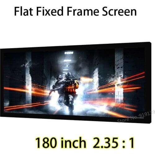 Gain 1.2 Matte White Fabric 180" Diagonal 2.35x1 Widescreen Flat Fixed Frame Projection Screen For 4K Display