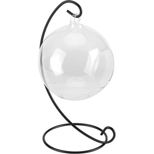 Hanging Glass Terrarium Clear Large Glass Vase With 23cm Metal Display Stand Aquarium Ocean Scene For Air Plants Succulent