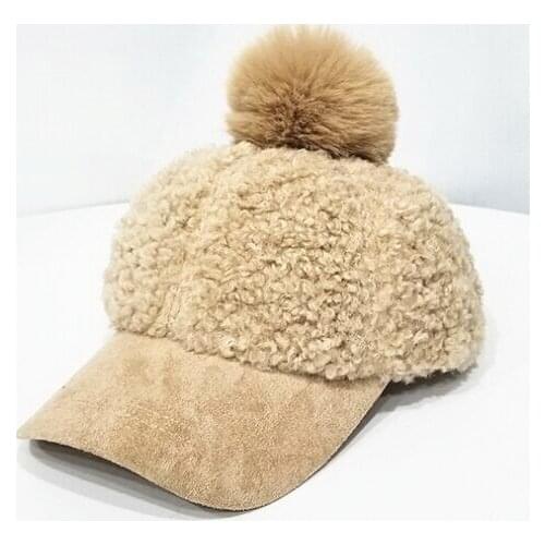 Weishang007 New Winter Women Casual Thick Warm Lamb Wool Baseball Caps Curved Snapback Hats Casquette Gorros