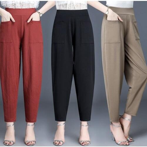 PIPIMOTHER M-3XL Women Korean Casual Thin Ninth Pants Haren Pants