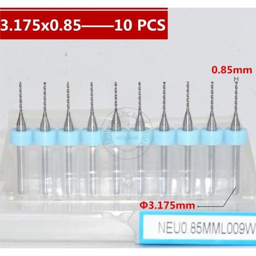 10 PCS-3.175mm(1/8'')*0.85mm, CNC Drill Bit,Micro PCB Board drill,Nanotechnology Tungsten steel cnc tool,Smooth chip removal