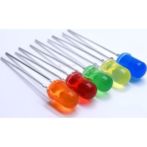 100Pcs/Bag 5mm led F5 Round Color Lens Red Blue Green Yellow Orange Diffused Led Diode Light-emitting Diode Lamp Diy Kit