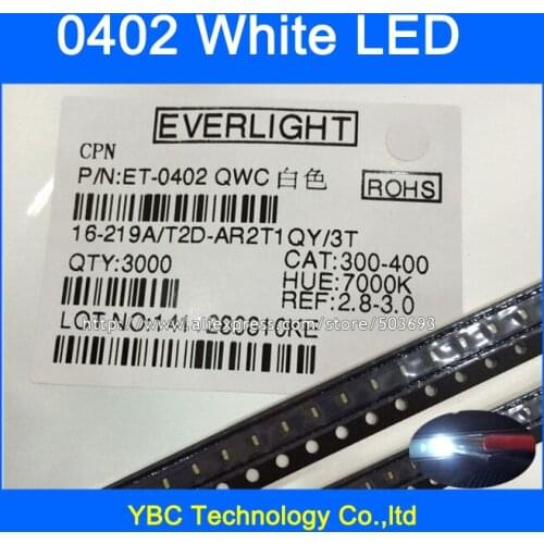 1000pcs/lot 0402 White SMD LED Ultra Bright Light Diode Wholesale
