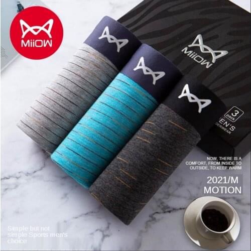 MiiOW Underwear Mens Boxer Shorts Adult Size Boxer Shorts Mens Autumn and Winter Youth Waist Underpants Trend