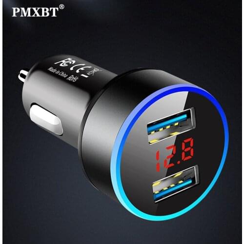 Car Charger Dual USB QC 3.0 Adapter Cigarette Lighter LED Voltmeter For All Types Mobile Phone Charger Smart Dual USB Charging