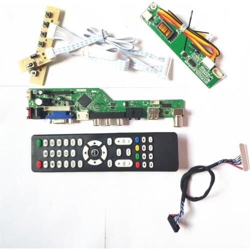 For QD15XL06 Rev.01/2 LVDS 1CCFL 30Pin LCD monitor HDMI-Compatible VGA USB AV T.V56 drive board keyboard+Remote+Inverter