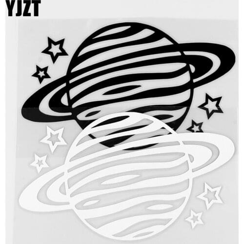 YJZT 14×8.2CM Personality Car Sticker Saturn Moon Stars Outer Space Vinyl Decals Black / Silver 10A-0605