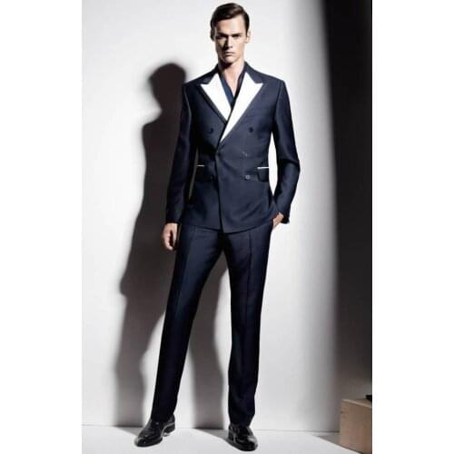 JELTONEWIN Navy Bule Men Suits Double Breasted Wedding Suits Terno Slim Fit Masculino Latest Designs Bespoke Groom Suit Tuxedos