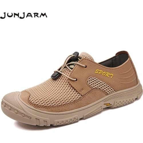 JUNJARM Outdoor Mesh Shoes Breathable Casual Shoes Flats Men Sneakers Men Comfortable Lightweight Walking Shoes Plus Size38-46