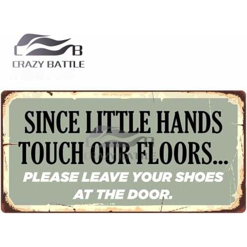 Crazy Battle 13 x 6.6cm Since Little Hands Touch Our Floors Sign Vinyl Car Stickers Surfboard Decoration Windows Bumper Decal