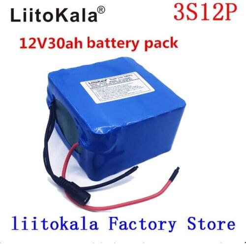 LiitoKala 12V 30Ah 3S12P 11.1V 12.6V High-power Lithium Battery Pack for Inverter Xenon Lamp Solar Street Light Sightseeing Car