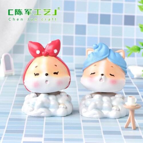 Cute Resin Baby Dog Deer Duck Ornament Christmas Micro Landscape Decoration Mini Crafts Miniatures Figurines For Home Decor