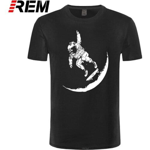 REM cotton play on the moon print o-neck short sleeve designs men T-shirt casual summer loose male t shirt
