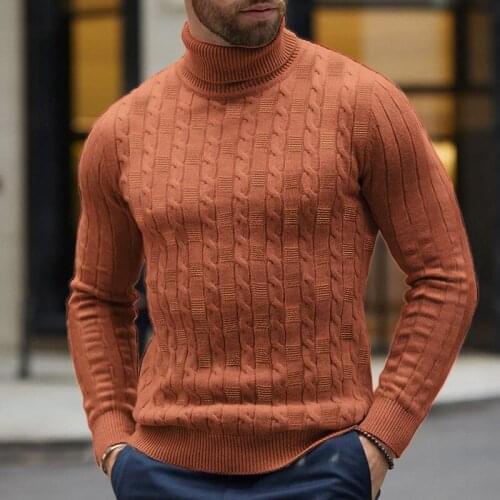 Mens Fashion Turtleneck Sweater Casual Pullover Knitted Slim Fitness Male Streetwear Winter Warm Long Sleeve Jumper Knitwear Top