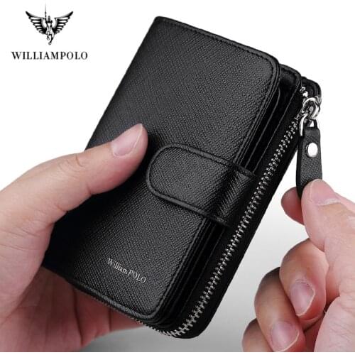 Mens Wallet Full grain Cowhide Purse Male Wallet RFID Multi-card holder Credit Card Holder Wallet Coin Purse Zipper Card Packag