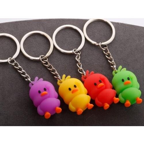 2019 New Llaveros Cute Chaveiro FlaminNet red gymnastics small yellow duck pendant PVC soft rubber doll key chain wholesale
