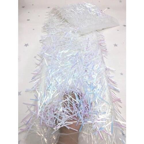 2020 latest high quality sequin lace fabric beautiful African lace fabric French tulle lace fabric for Nigeria wedding D4205