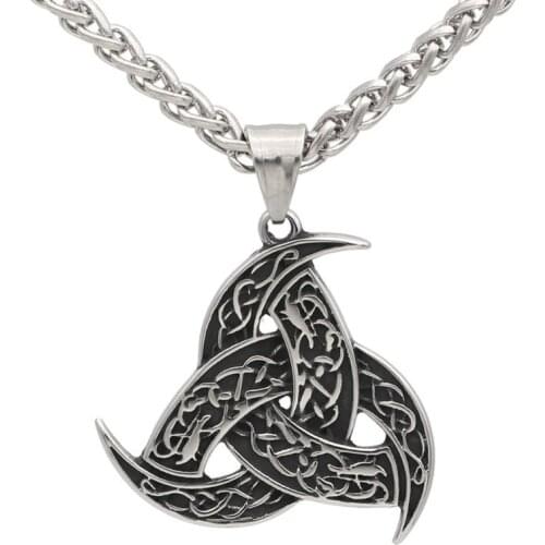 New Men Stainless Steel Viking Odins Horn Wolf Pendant Necklace