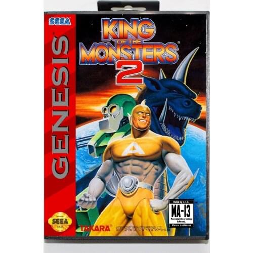 New 16 bit MD game card - kingofthemonsters 2 with Retail box For Sega genesis system
