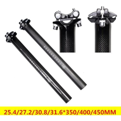 New Full Carbon Bicycle Seatpost 0 degree MTB Road Bike Seat Tube 3K glossy Bicycle Parts 25.4/27.2/30.8/31.6*350/400/450mm