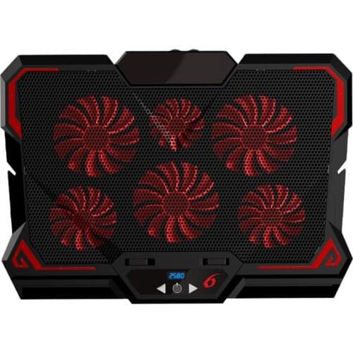 Macbook Laptop Stand Bracket Notebook Holder Stand Cooling Pad 6 Silent Black Red LED Fans Powerful Airflow Adjustable Support