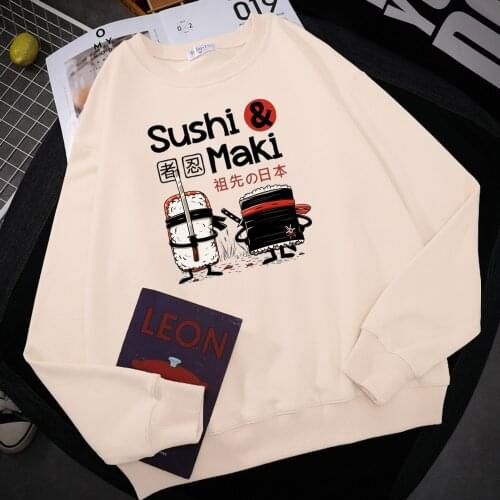 Sushi Maki Ninja Prints Men Hoodies Casual Crewneck Warm Hoodie Autumn Oversize Hoody Fashion Comfortable Female Pullover Tops